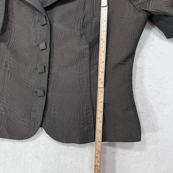 Albert Nipon Blazer Women 14 Brown Short Formal Career Embossed Evening Work Y2K - Picture 10 of 13